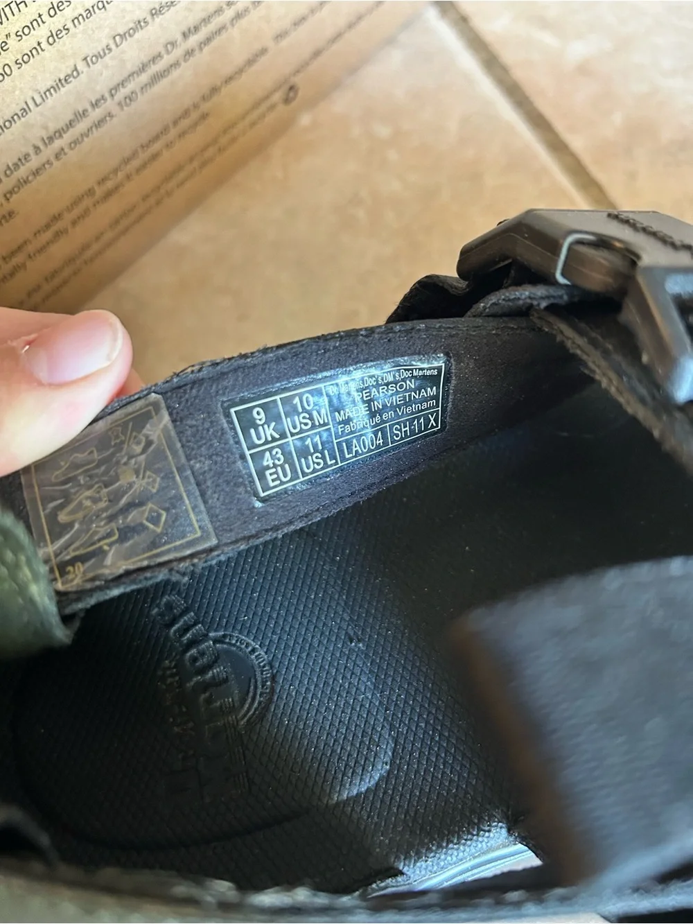Dr. Martens Black Sandal with Yellow Stitching
